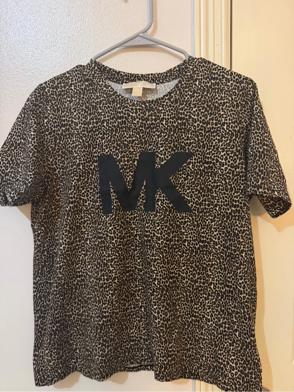 Michael Kors Black and Cream Leopard Print Top